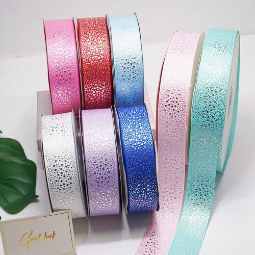 38 mm 1.5 inch Silver Dot printed foil holographic ribbon 23-038