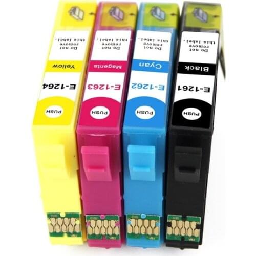 Full Ink 4 PCS Ink Cartridge T1261 T1262 T1263 T1264 FOR Epson NX330 NX430 WorkForce 435 520 545 630 633 840 WF-3540 WF-7510