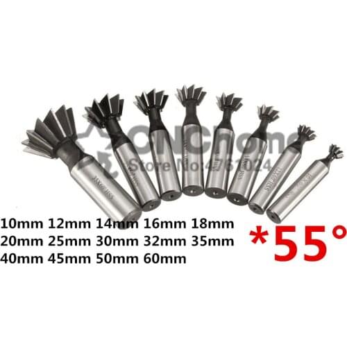 1PCS Dovetail Cutter End Mill Milling 55 Degree 10mm 12mm 14mm 16mm 18mm 20mm 25mm 30mm 32mm 35mm 40mm 45mm 50mm 60mm Mills