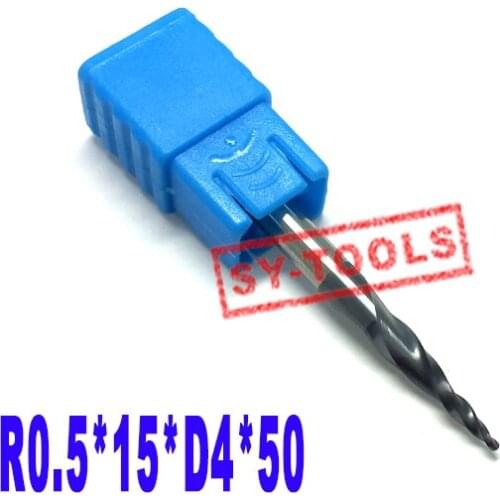 5PCS R0.5*D4*15*50L*2F HRC55 Tungsten solid carbide Coated Tapered Ball Nose End Mills taper and cone endmills