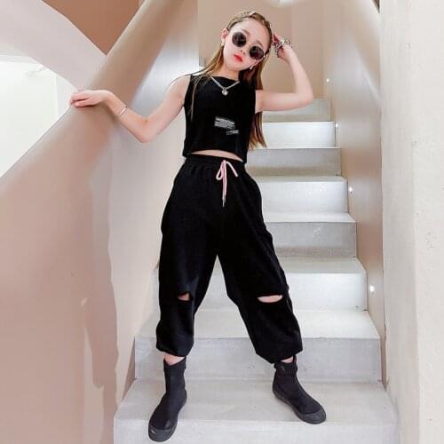 Fashionable Childrens Clothes For Baby Girls Outfits 8 9 10 Years Girls Casual dress Vest Tops Loose pants Hip Hop Summer Suits