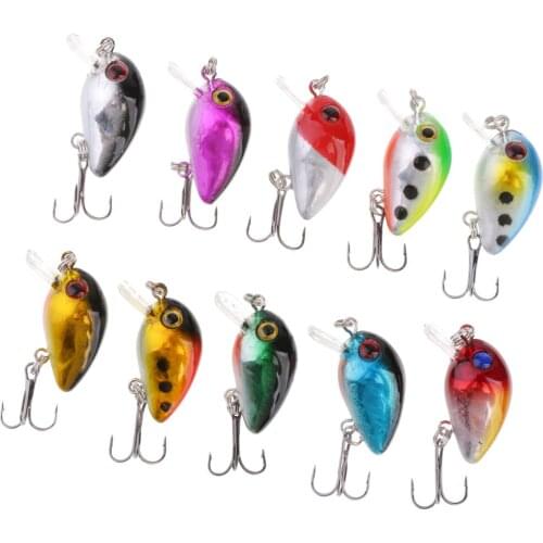 Lot 10pcs 3cm/1.5g Plastic Fishing Lure Set Bass CrankBait Small Crank Bait Tackle Fishing Accessories