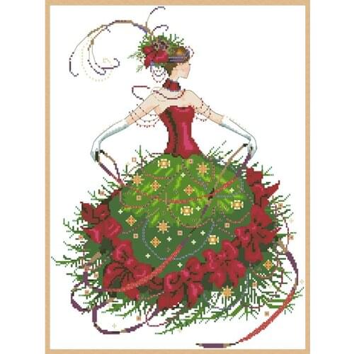 Christmas Fairy Printed Cross Stitch Kits 11CT 14CT Canvas For Needlework Sets Diy Embroidery Paintings Home Decorations Crafts