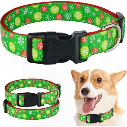 Small Medium Large Dog Christmas Dog Collar Pet Puppy Adjustable Nylon Red S-XL