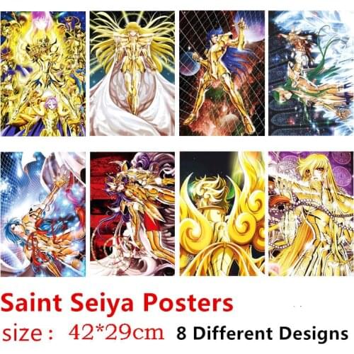 Saint Seiya Poster Stiker Included 8 Different Designs 8pcs/Lot Anime Posters Sizes 42x29 CM
