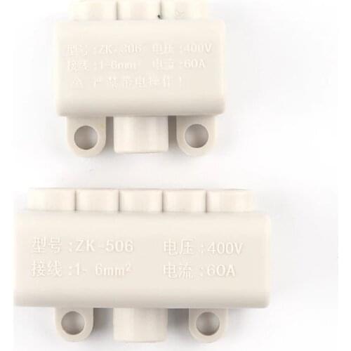 High Power Splitter Quick Wire Connector Terminal Block 60A/400V 1-6mm2 Electrical Cable Junction Box ZK-306/506 Connectors