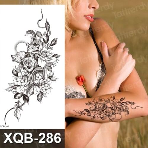 Realistic Fake Flowers Temporary Tattoos Sticker For Women Sexy Waterproof Blossom Wristband Mandala Flower Rose Tattoos Decal