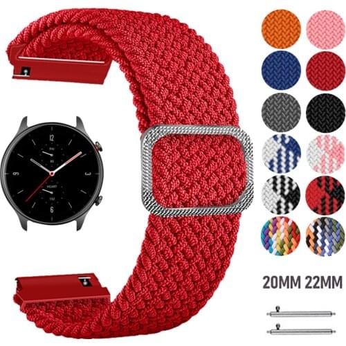 20/22mm Elastic Adjust Nylon Band for Huami Amazfit Watch GTS 2/Bip Bracelet Strap for Amazfit GTR 42/47mm 2/2e Watchband Bands