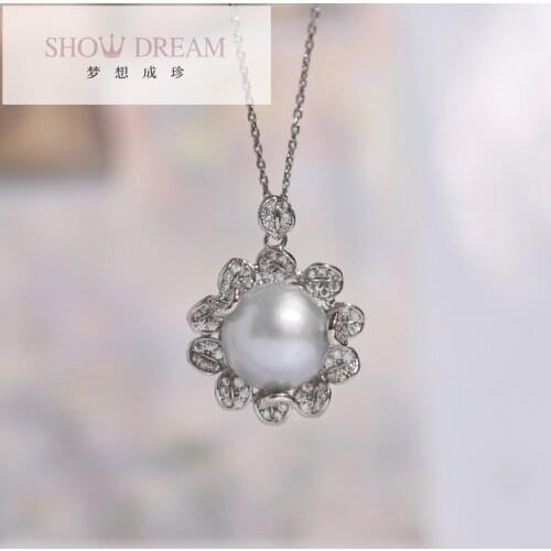 SHOWDREAM S925 Silver Zircon Natural Seawater Pearl Pendant Elegant Trend Women