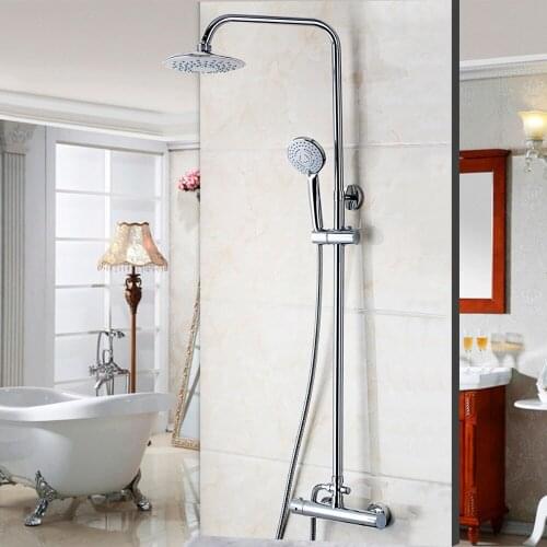 Modern Luxury Bathroom Faucet Chrome Polished Shower Set Hot&Cold Mixers Taps Wall Mounted Rainfall Shower Faucets