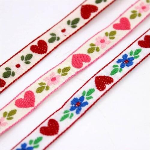 Cusack 4 m 1 cm Embroidered Heart Webbing Lace Trim Ribbon for Garment Home Textiles DIY Crafts Trimmings 4 Colors