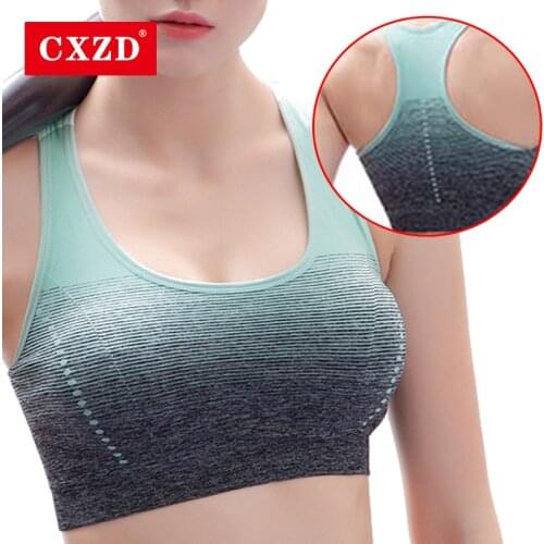 CXZD Women Fitness Tops Seamless Padded Gym Crop Top Push Up Underwear Female Sport Bras Quick Dry Shockproof Running Vest