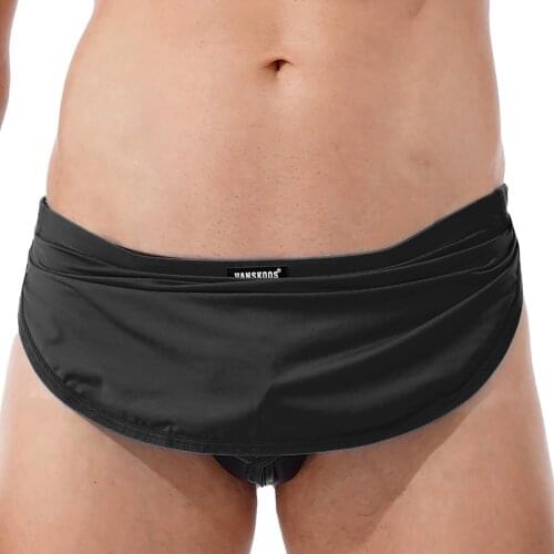 Men Stretchy Low Waist Thongs Underpants Elastic Waistband Bulge Pouch Sexy G-string Briefs Panties Sissy Skirted Underwear