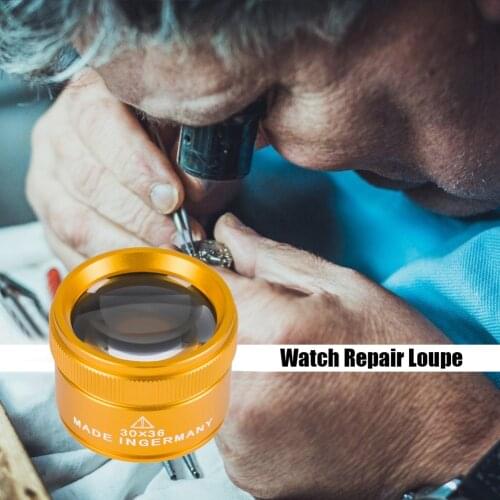 30X Magnifying Glass K9 Optical Lens Monocle Magnifier LED Illuminated Magnifier Eye Lens Watch Repair for Coin Stamps Loupe