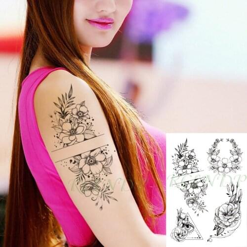 Waterproof Temporary Tattoo Sticker Eye Flower Rose Triangle Geometric Pattern Arrow Letter Tatto Flash Tatoo Art for Women Men