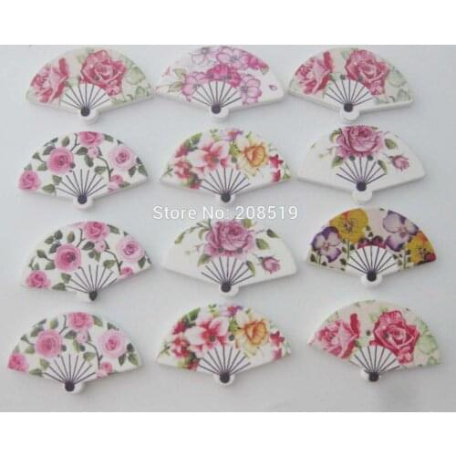 WBNGLS 2 holes Fan shape decorative scrapbooking sewing buttons mix 150pcs wood button DIY supplies