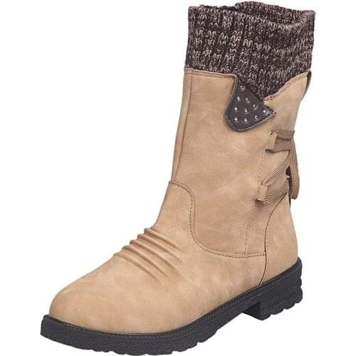 Womens Shoes 2020 autumn and winter new womens cotton boots to keep warm and fashion features lace rivet decoration size 35-43