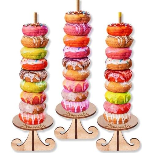 1 pcs Wooden Donut Display Stand DIY Dessert Rack Kids Birthday Party Baby Shower Wedding Decoration Supplies