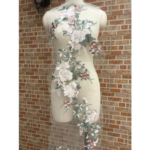 1 Piece Exquisite Large Embroidered Lace Applique Flower Trim Lace Bridal Dress DIY Sewing Accessories