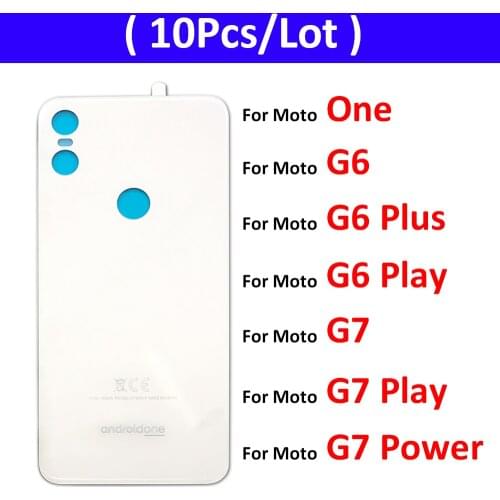 10Pcs/Lot, Back Glass Rear Cover For Moto One G6 G7 Plus Play Power Battery Door Housing Battery Back Cover