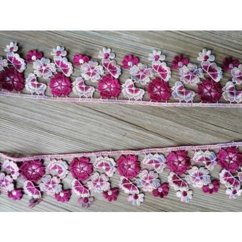 10Yds Water Soluble Flower Embroidered Lace Trim Tassel Fringe Ribbon Fabric Handmade DIY Wedding Dress Sewing Supplies Craft
