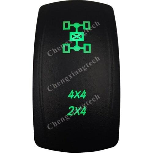 12V 24V Boat Car 5 Pin ON/OFF SPST Rocker Toggle Switch- 4X4/2X4- Green Led Waterproof IP66 for Carling ARB 4X4 NARVA