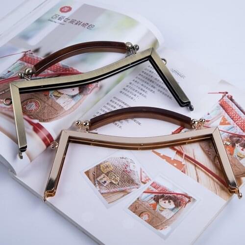 20.5 cm gold antique brass with resin acrylic bag handle on top metal purse frame sewing with screws handmade accessories frame
