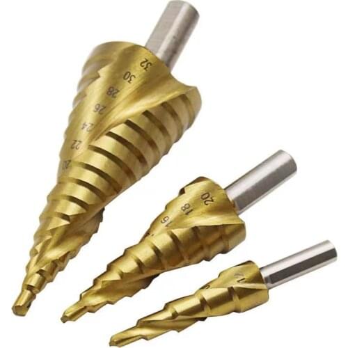 3PCS/SET 4-12 mm 4-20 mm 4-32 mm HSS hex spiral spiral diamond titanium painting step diamond multi-function open hole drill bit