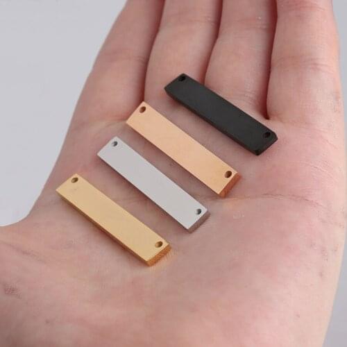 50pc 6*35mm Rose/Gold Color Stainless steel Mirror polish Long Bar Connector Charm For Necklace DIY Women Handmade Jewelry