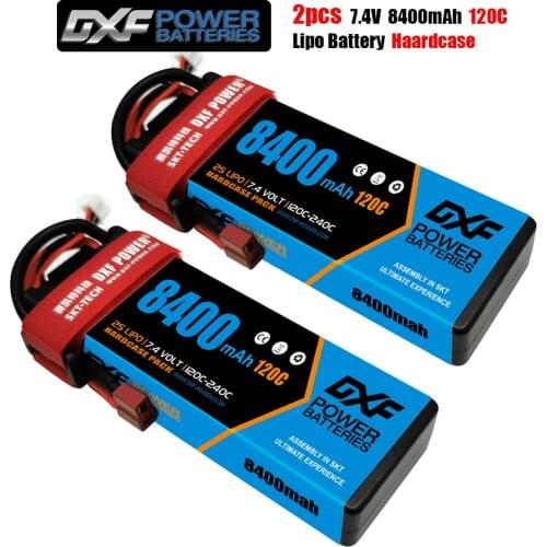 2PCS DXF Battery Lipo 2S 7.4V 5200mAh 6400mAh 6500mAh 7000mAh 7500mAh 8400mAh 50C 60C 120C 100C 200C 140C 280C for RC 1/10 Car