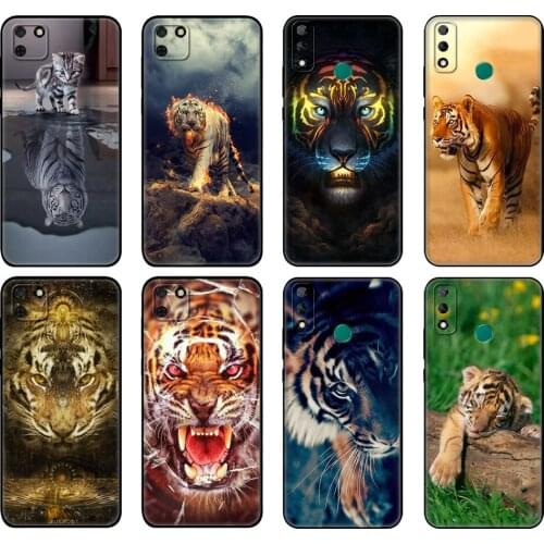 Black tpu Case For Huawei Y9S Y6S Y8S Y5P Y7P Y8P Case For Huawei Y5 lite Prime 2018 Y6 2019 Cover Tiger Fashion Lovely