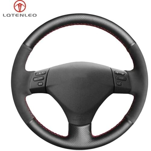 LQTENLEO Black Suede Genuine Leather Steering Wheel Cover For Lexus RX330 RX400h RX400 2003-2008 Toyota Corolla Verso Camry 2006