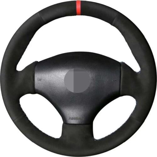 Car Steering Wheel Cover DIY Soft Black Genuine Leather Suede For Peugeot 206 1998-2005 206 SW 2003-2005 206 CC 2004 2005