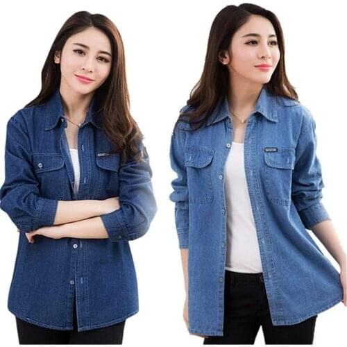 Long Women Denim Jackets 2021 New Spring Solid Casual Outerwear Single Breasted Pocket Female Plus Size Loose Thin Coats