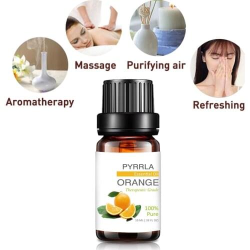 Pyrrla 10ml Peppermint Pure Essential Oils Refreshing Humidifier Fragrance Lamp For Aromatherapy Orange Ginger Myrrh Massage Oil