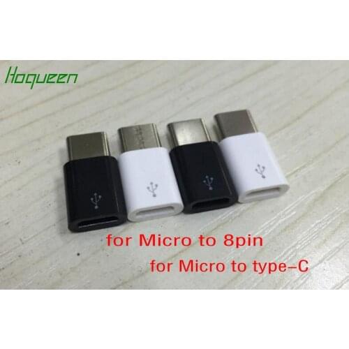 Hoqueen 100pcs* Micro USB Cable female to 8 pin male to USB3.1 Type-C Adapter Connector for iphone for ipod