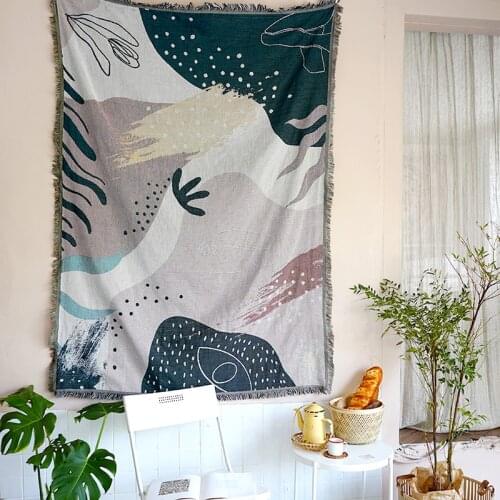 Art Cotton Travel Blanket Leisure Blanket Sofa Towel Carpet Cover Blanket Single Tapestry Sofa Mat