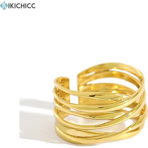 Kikichicc 100% 925 Sterling Silver Gold Circle Women Luxury Fashion Fine Jewelry Geometric Irregular Women Party Jewelry