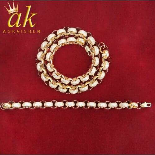 Bracelet Set for Men Gold Color Necklace Choker Hip Hop Rock Street Jewelry