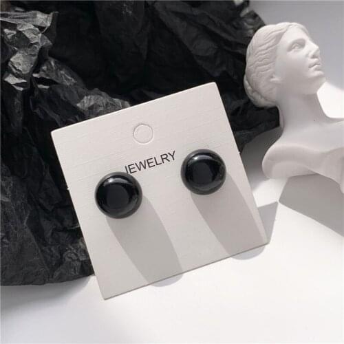 Rock Black Round Earings Studs Wholesale Simple Korean Fashion Studs Earrings