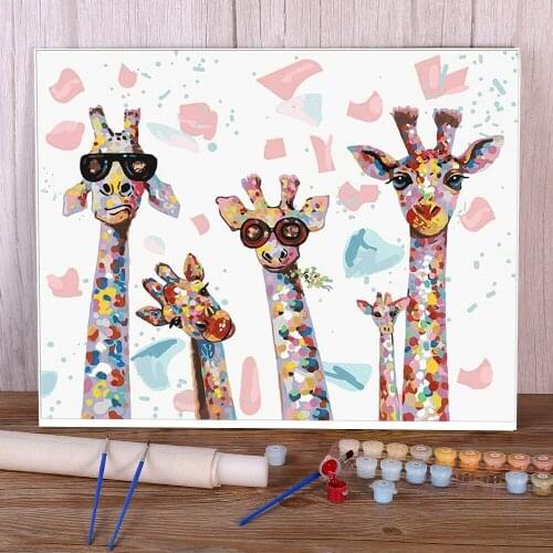 Animal Giraffe DIY Painting By Numbers Package Acrylic Paints 50*70 Boards By Numbers Wall Paintings Crafts Handicraft