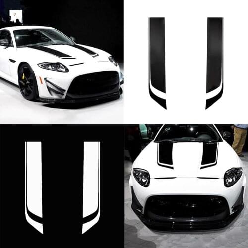 2Pcs Car Racing Sporty Stripes Hood Decals Waterproof Stickers DIY Decoration