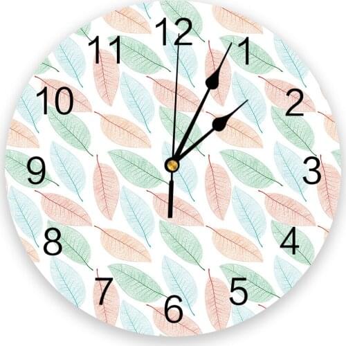 Color Tree Leaf 3d Wall Clock Modern Design Farmhouse Decor Kitchen Vintage PVC Round Clock Living Room Decoration