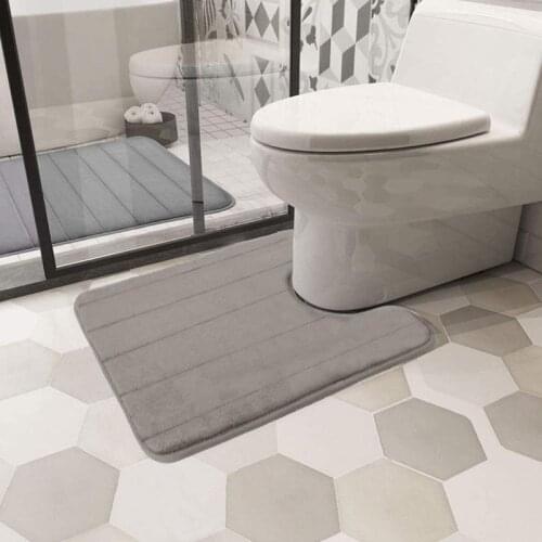 Non-slip Bathroom Mat Household Soft Coral Fleece Absorbent U-shaped Toilet Rugs Washable Shower Room Floor Mats Home Decoration