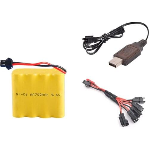 9.6v 700mah Ni-CD Battery + USB Charger For Rc toys Boat Gun Car Tank Train Robot AA 9.6v Rechargeable Battery Pack sm plug