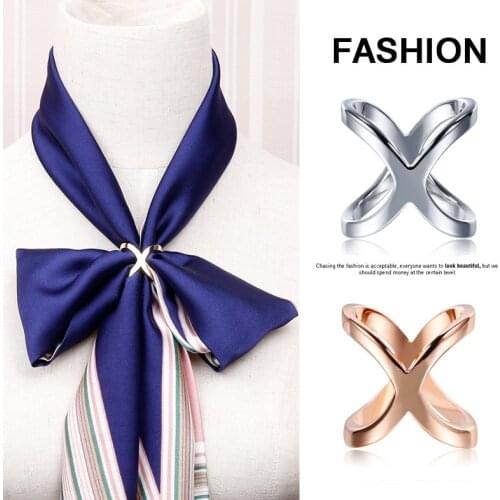 New multifunctional smooth wild silk scarf buckle female x-shaped scarf buckle decorative accessories small square scarf buckle