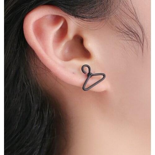 New Fashion Creative Black Hangers Stud Earring for Women Personality Jewelry