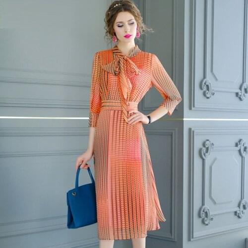 New womanliness 2021 Club Holiday printing Long dress Plus code Women Casual Chiffon Dress 3xl Retro Slim sexy Bow party dresses