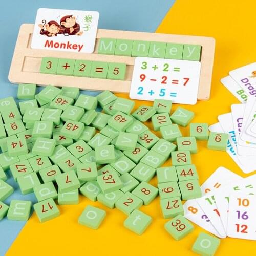 Children Learning English Alphabet Word Game Kindergarten Spelling Kids Wooden Montessori Education Puzzle Block Toy