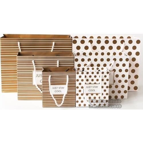 Wholesale 100pcs/lot Dot stripe Christmas gift bags packaging box with ribbon favors bag paper gift bag for candy cookies